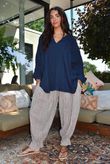 Sandbar Linen Blend Pop Over Shirt Navy 